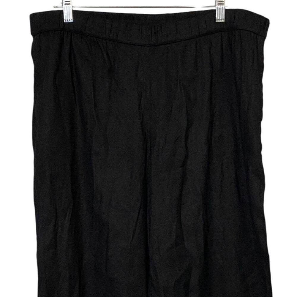 Susan Graver Black Wide Leg Cropped Pants Lace Trim Elastic Waist Women's 16 EUC - Picture 13 of 15